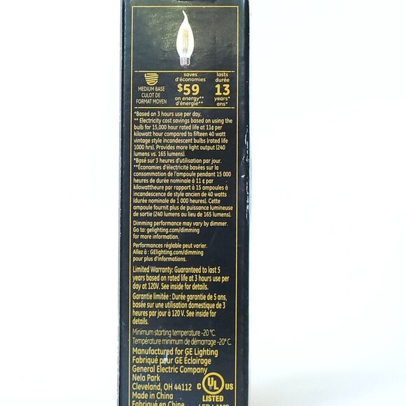 VINTAGE GE STYLE LIGHTBULB Warm Candle Light 40W Dimmable Amber Glass BNIP - Picture 4 of 7